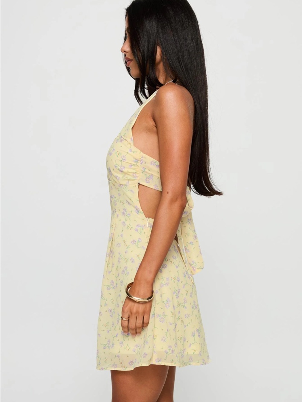 Princess Polly Rosamie Pale Yellow Floral Square-Neck Mini Dress - Picture 3 of 4